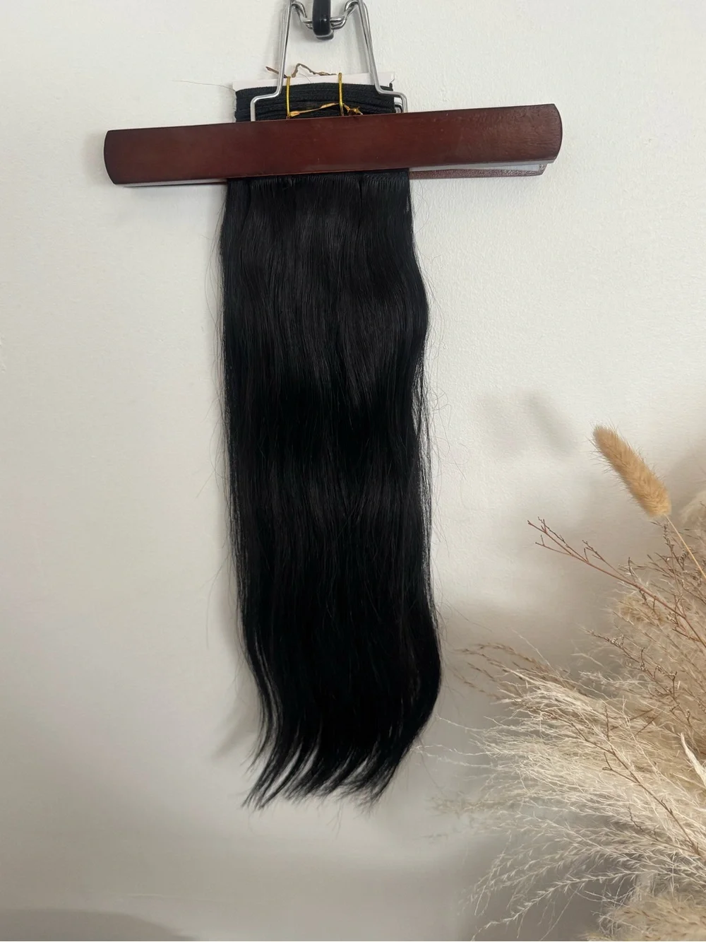 100% Human Hair Weft Extensions 16” Black Straight 100g